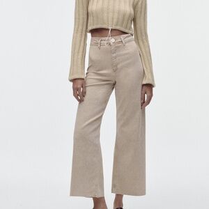 NWOT Zara Wide Leg Beige Pants